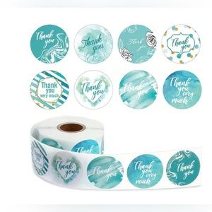 Round Stickers/1Roll-500pcs Blue Series Thank You Stickers | 8 Different Design